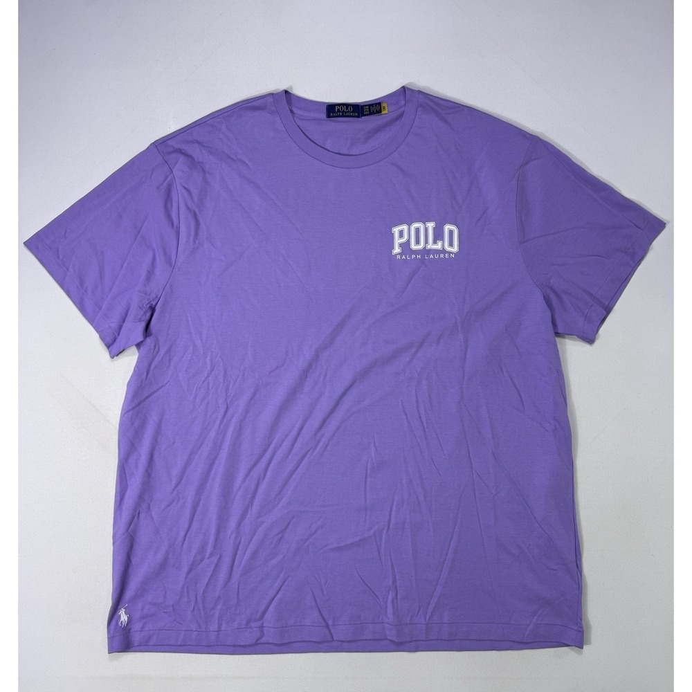 Polo Ralph Lauren Mens 2XB Purple Crew Neck T-Shirt Logo Cotton Big & Tall Tee